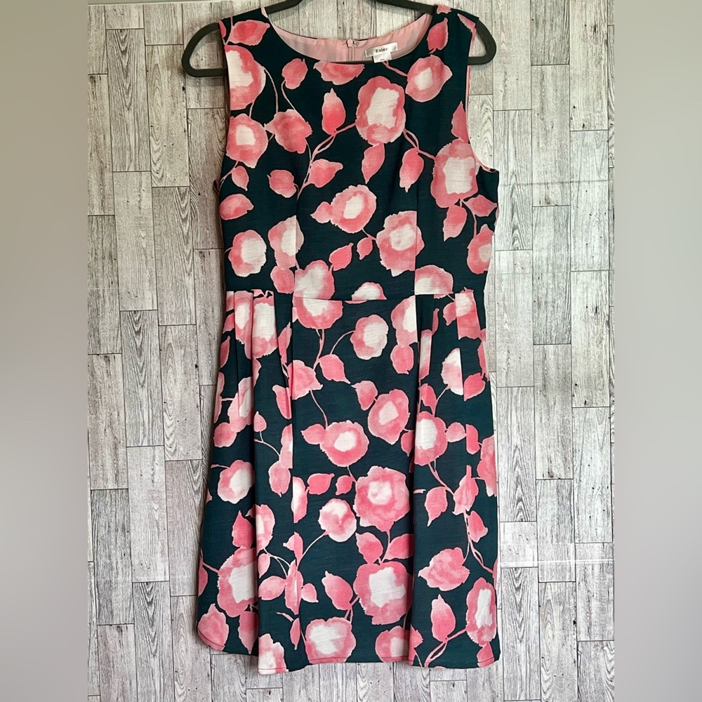Esley‎ Green/Pink Floral Dress / Sleeveless/Fully Lined / Large (New-no Tags)